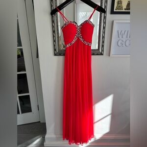 Xscape by Joanna Chen dress in red with stone detail. Gorgeous and in EUC.
